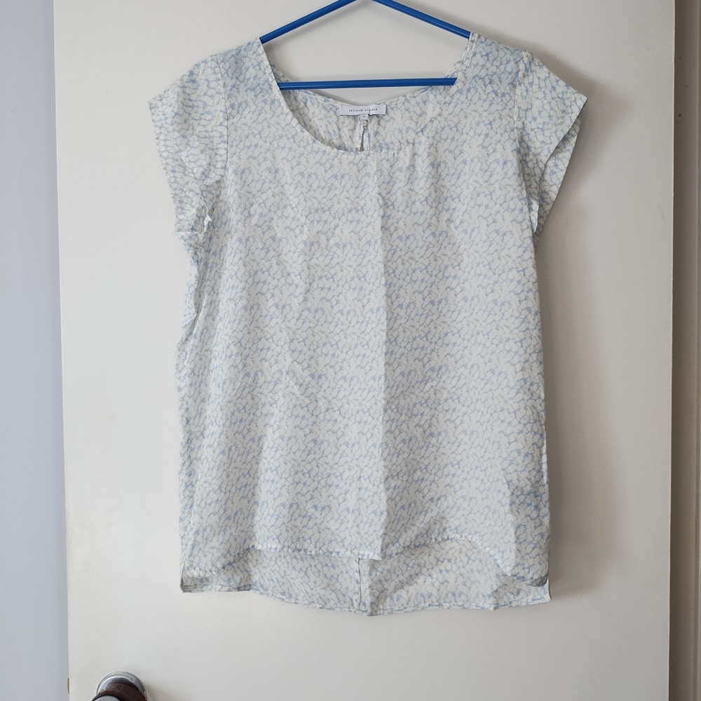 SECOND FEMALE Blue Cream Silk Blend Blouse M